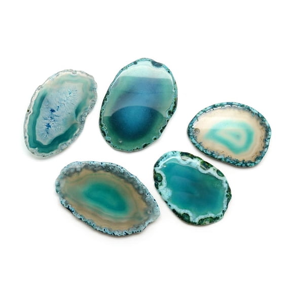 5 pc Natural Brazilian Agate Big Pendants Dyed Mixed Shapes Cadet Blue 50~75x30~50x4~7mm Hole: 1.5mm
