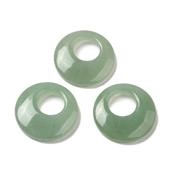 5 pc Natural Green Aventurine Pendants Donut/Pi Disc Charms 27.5~28x4.5 ...
