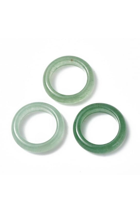 5 pc Natural Green Aventurine Plain Band Ring Gemstone Jewelry for Women US Size 6 1/2(16.9mm)