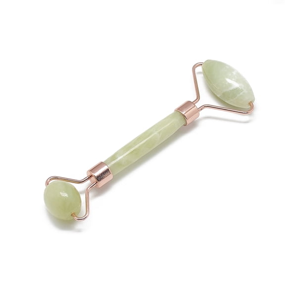 5 pc Natural Jade Massage Tools Facial Rollers with Brass Findings Rose golden Rose golden 13.5~15.3x4~6x2~2.05cm