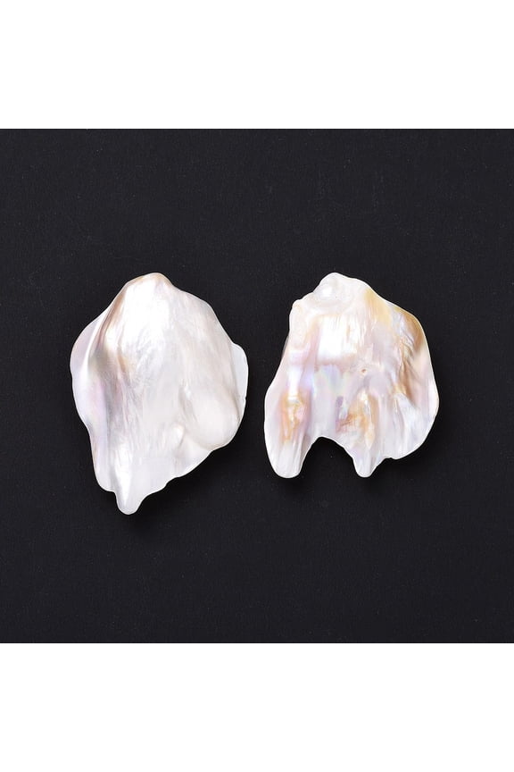 5 pc Natural Keshi Pearl Beads Cultured Freshwater Pearl No Hole/Undrilled Nuggets Antique White 25~39x21~28x6.5~9mm