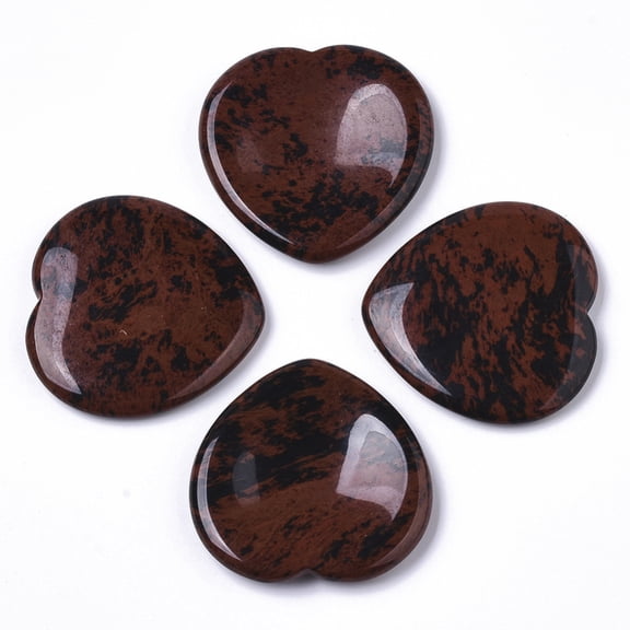 5 pc Natural Mahogany Obsidian Thumb Worry Stone Pocket Palm Stones for Healing Reiki Stress Relief Heart Shape 39~40x39~40x5~6mm
