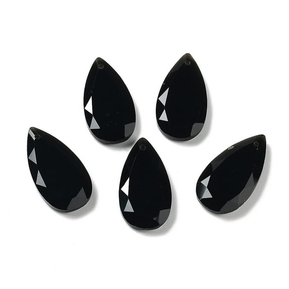 5 pc Natural Obsidian Faceted Pendants Teardrop Charms 25x13x4mm Hole: 1mm