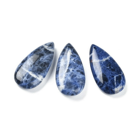 5 pc Natural Sodalite Pendants Teardrop Charms 40x20x8mm Hole: 1.2mm