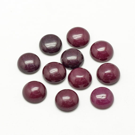 5 pc Natural White Jade Cabochons Dyed Half Round/Dome Medium Violet Red 12x5mm
