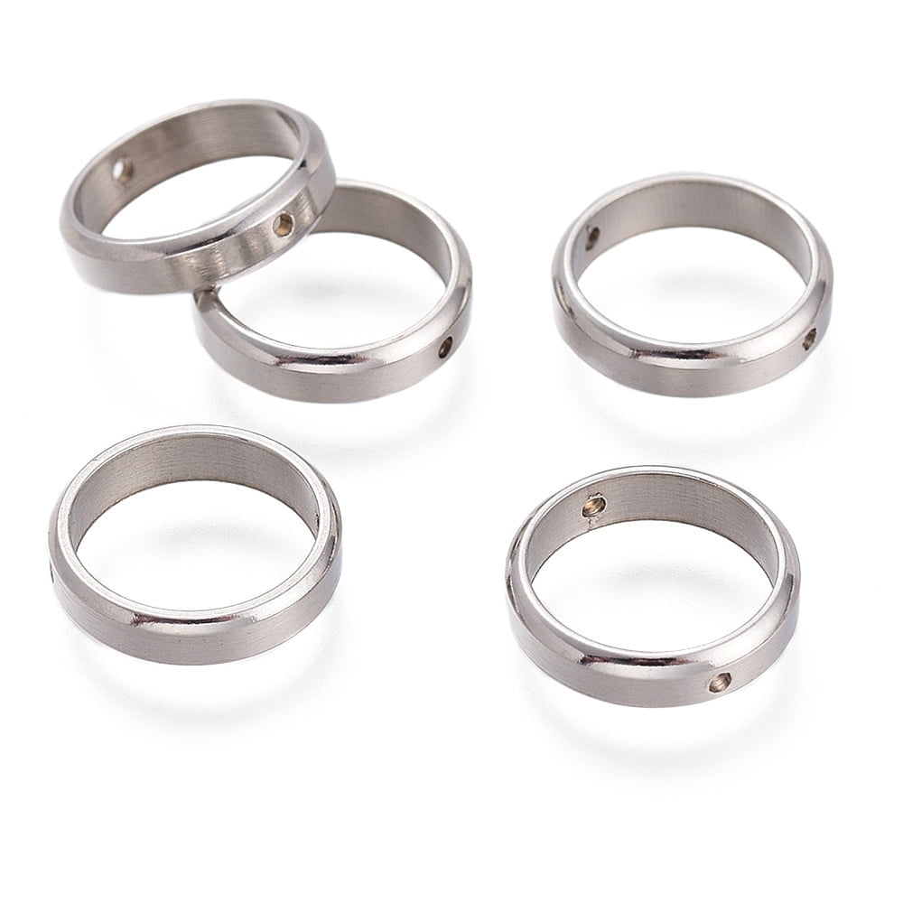 Steel Bead Rings 5 pc Non-Tarnish 201 Stainless Steel Bead Frames Ring Stainless Steel ...