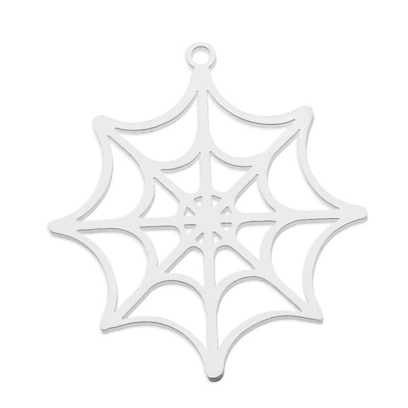 5 pc Non-Tarnish 201 Stainless Steel Pendants Laser Cut Spider Web 32x30x1mm Hole: 1.6mm Stainless Steel Color