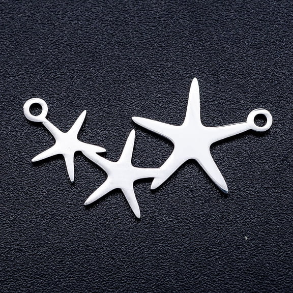 5 pc Non-Tarnish 201 Stainless Steel Stamping Blank Links connectors Star Stainless Steel color 14.5x26.5x1mm Hole: 1.2mm 201 Stainless Steel