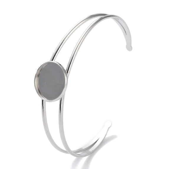 5 pc Non-Tarnish 304 Stainless Steel Bracelets Setting Making Flat Round Stainless Steel color Tray: 18mm Inner Diameter: 2-1/2 inch(6.5cm) 304 Stainless Steel