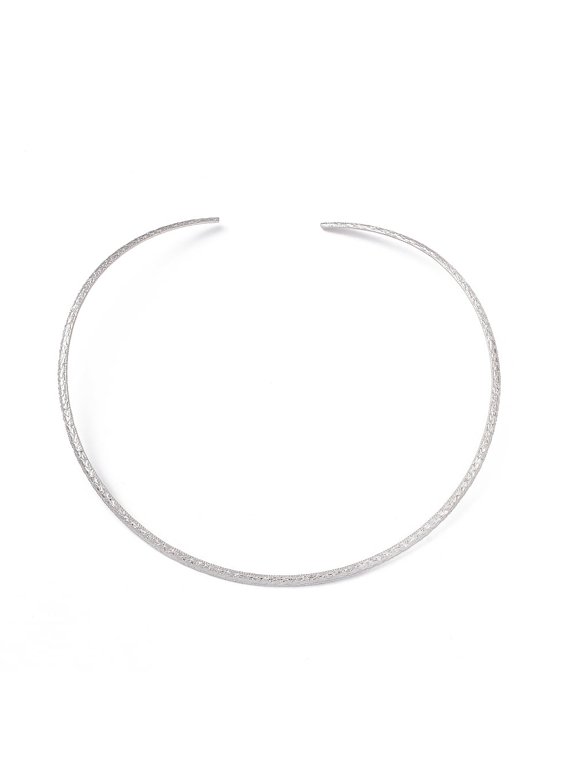 5 pc Non-304 Stainless Steel Textured Wire Necklace Making Rigid Necklaces Minimalist Choker Cuff Collar Stainless Steel color 3.5mm Inner Diameter: 5-3/8 inch(137.5mm)