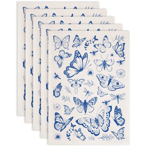 5 pc Paper Ceramic Decals Pottery Ceramics Clay Transfer Paper Underglaze Flower Paper Butterfly 520x370mm Pattern: 480x330mm