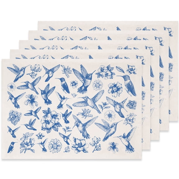5 pc Paper Ceramic Decals Pottery Ceramics Clay Transfer Paper Underglaze Flower Paper Hummingbird 520x370mm Pattern: 480x330mm