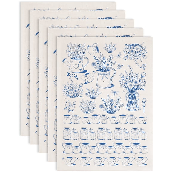 5 pc Paper Ceramic Decals Pottery Ceramics Clay Underglaze Flower Paper Flower 520x370mm Pattern: 480x330mm
