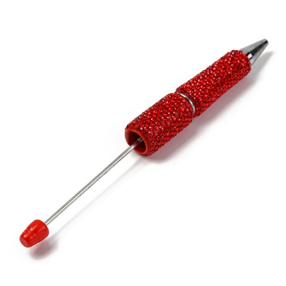 5 pc Plastic Ball-Point Pen Glass Rhinestone Beadable Pen for DIY Personalized Pen with Jewelry Beads Crimson 151x16mm