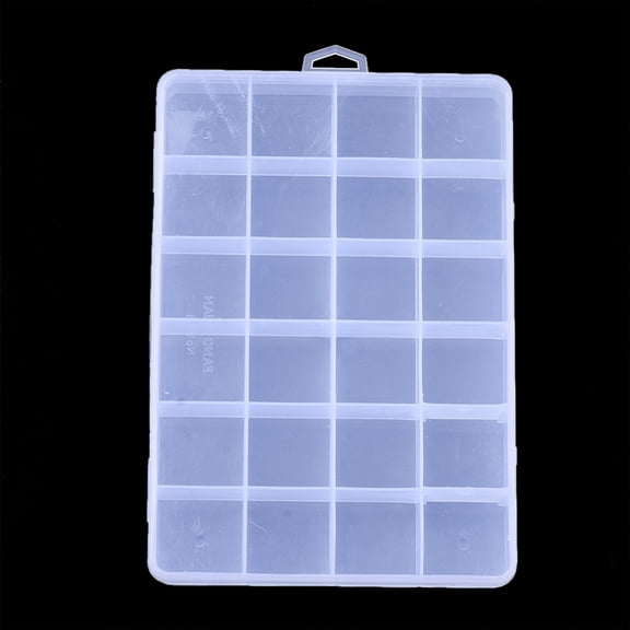 5 pc Plastic Bead Storage Containers 24 Compartments Rectangle Clear 19x13x2.2cm Hole: 6x16.5mm Compartment: 30x30mm