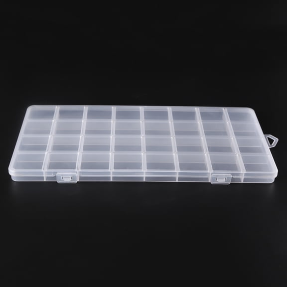 5 pc Plastic Bead Storage Containers 32 Compartments Organizer boxes Rectangle Clear 26x13.3x1.4cm Hole: 16.5x6.5mm Compartment: 3.1x3.1cm