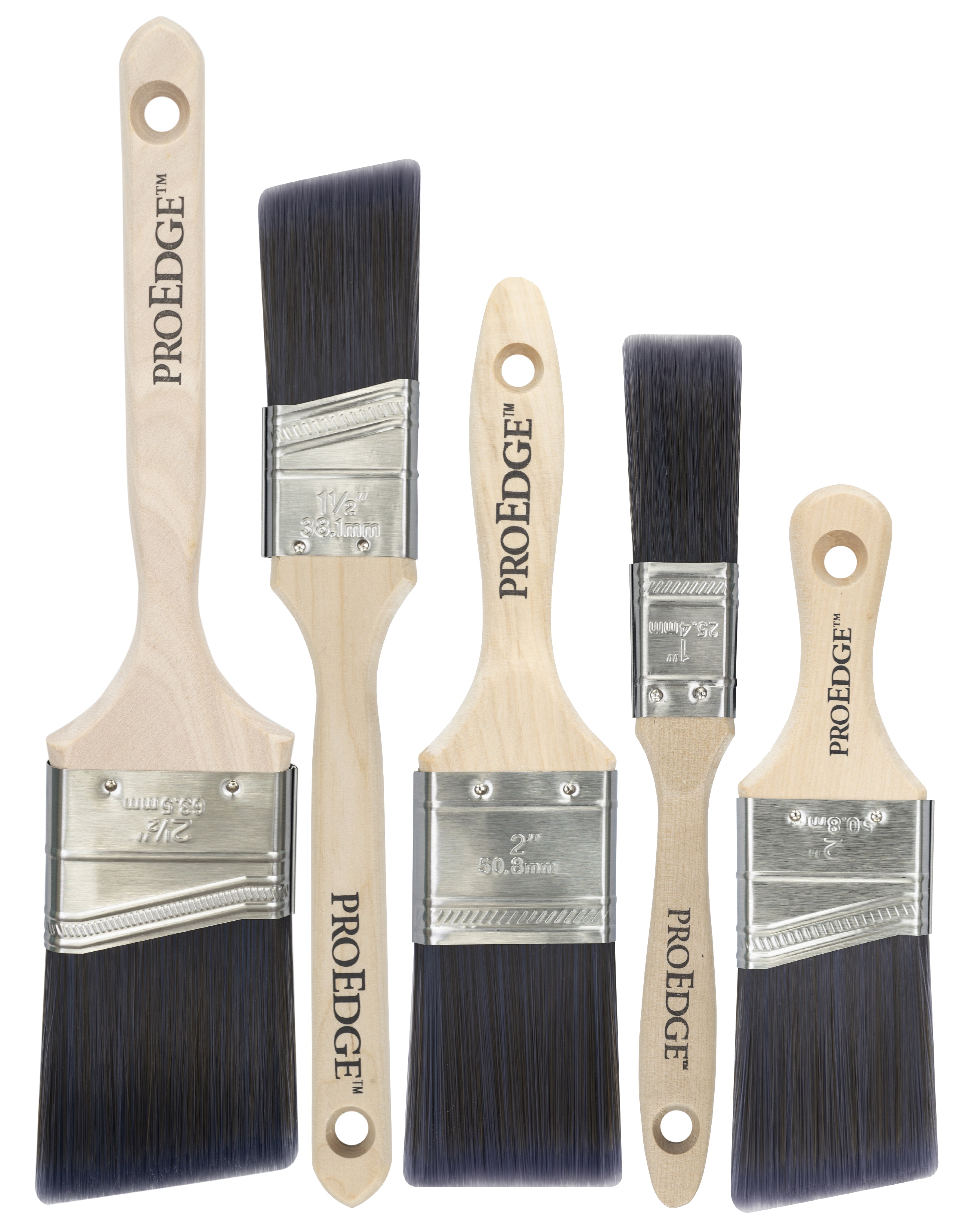 5 pc Pro Edge Professional Solid Round Tapered Polyester Brush Set