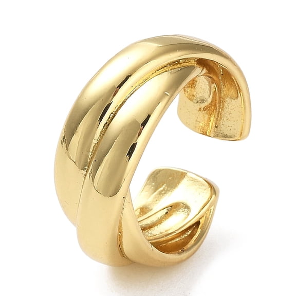 5 pc Rack Plating Brass Criss Cross Open Cuff Rings for Women Lead Free & Cadmium Free Long-Lasting Plated Real 18K Gold Plated US Size 6 3/4(17.1mm)
