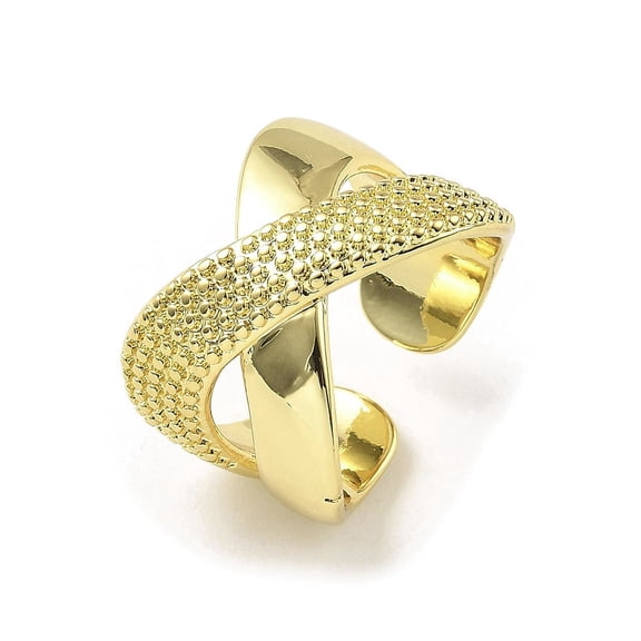 5 pc Rack Plating Brass Open Cuff Ring Criss Cross Ring Long-Lasting Plated Lead Free Cadmium Free Real 18K golden Plated Inner Diameter: 17mm
