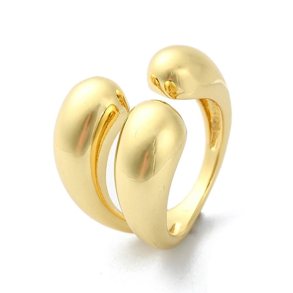 5 pc Rack Plating Brass Open Cuff Rings Cadmium Free Lead Free Long-Lasting Plated Real 18K golden Plated US Size 7 3/4(17.9mm)