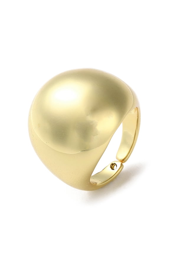 5 pc Rack Plating Brass Open Cuff Rings Plain Dome Cadmium Free Lead Free Real 18K golden Plated US Size 7 1/4(17.5mm)