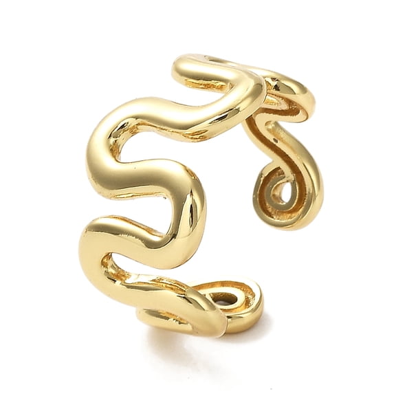 5 pc Rack Plating Brass Twist Wave Open Cuff Rings for Women Lead Free & Cadmium Free Long-Lasting Plated Real 18K Gold Plated Inner Diameter: 17mm