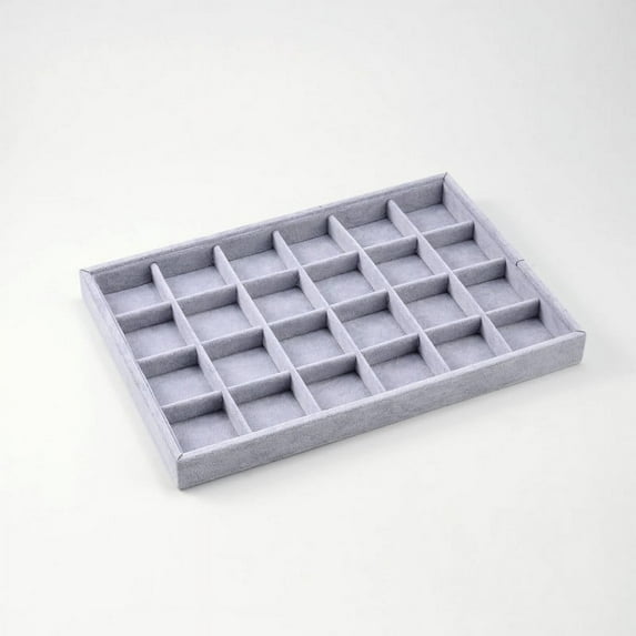 5 pc Rectangle Wood Presentation boxes with Velours 24 Compartments Light Steel Blue 24x35.5x3cm