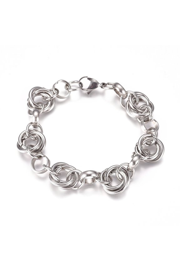 5 pc Resistant 304 Stainless Steel Chain Bracelets with Lobster Claw Clasps Stainless Steel Color 8-1/8 inch(20.5cm)