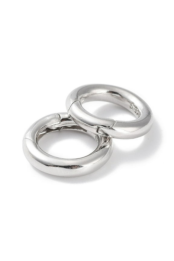 5 pc Rhodium Plated 925 Sterling Silver Spring Gate Rings Round Ring with 925 Stamp Real Platinum Plated 12x2mm Hole: 7.5mm