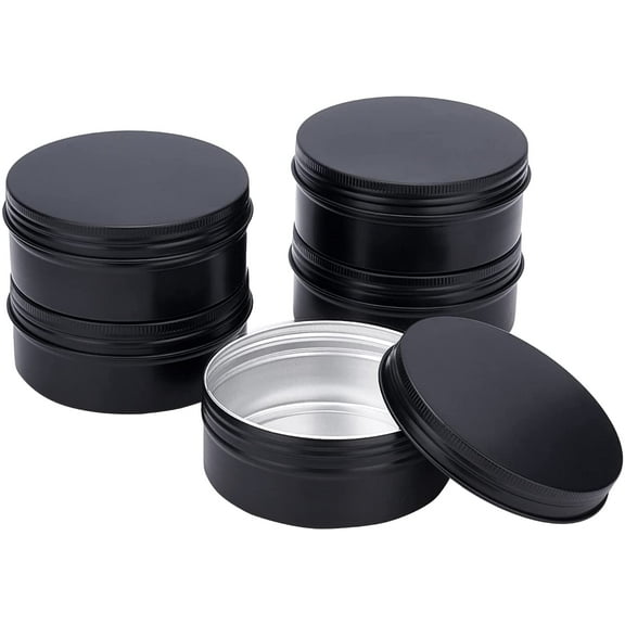 5 pc Round Aluminium Tin Cans Aluminium Jar Storage Containers for Cosmetic Candles Candies with Screw Top Lid Gunmetal 10.3x4.2cm Inner Diameter: 96mm Capacity: 250ml