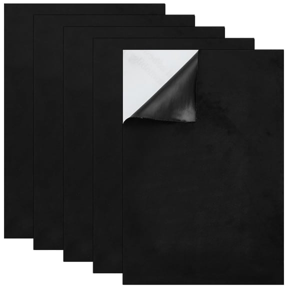 5pcs Self-adhesive Suede Fabric Sofa Patches Car Seat Bed Leather Repair Subsidies Rectangle Black 300x200x0.7mm for DIY
