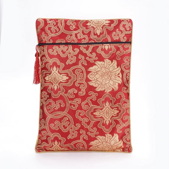 5 pc Silk Pouches with Zipper Red 33.7~33.8x23.9~24.2cm