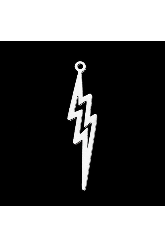 5 pc Tarnish Resistant 201 Stainless Steel Pendants Laser Cut Lightning Stainless Steel Color 38x8.5x1mm Hole: 1.6mm
