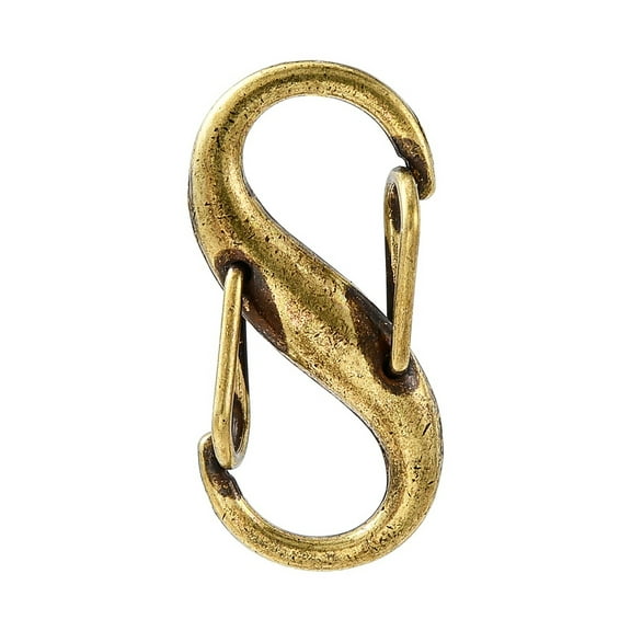 5 pc Tibetan Style Alloy Double S Snap Hook Spring Keychain Clasps Quick Links Rock Climbing Carabiners for Women Men Camping Fishing Antique Bronze 27.5x14mm