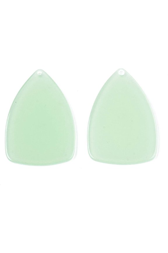 5 pc Translucent Cellulose Acetate(Resin) Pendants Solid Color Triangle Light Green 41x28x2mm Hole: 1.5mm