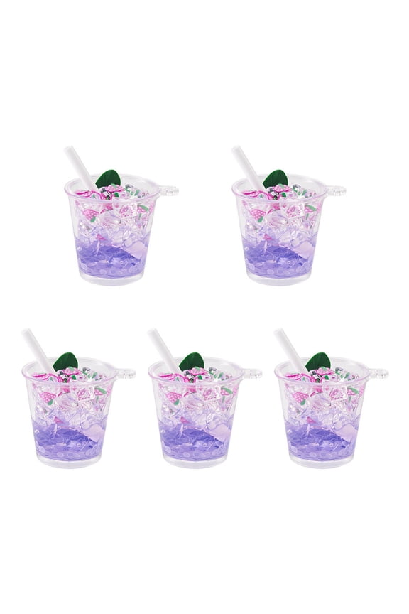 5 pc Transparent Resin Big Pendants Imitation Drink Ice Drink Charm with Grape Medium Orchid 46x35x51mm Hole: 2mm