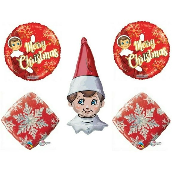 5 pc XL Merry Christmas Elf party balloons Decoration Supplies Sleigh