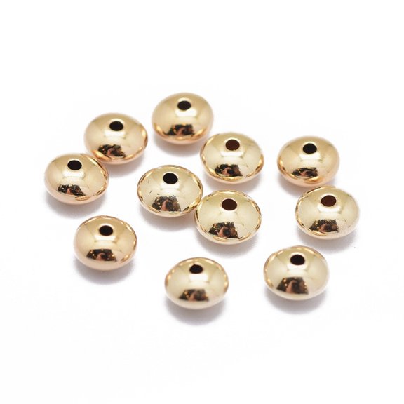 5 pc Yellow golden Filled Spacer Beads 1/20 14K golden Filled Flat Round 5.5x3mm Hole: 1.2mm