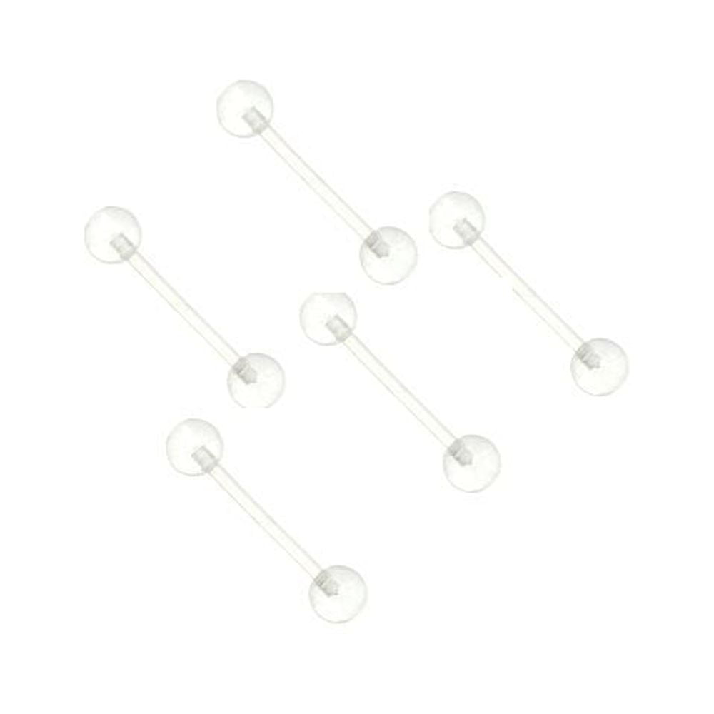 5 pc. uv clear Flexible bio tongue rings retainers nipples 14G 5/8