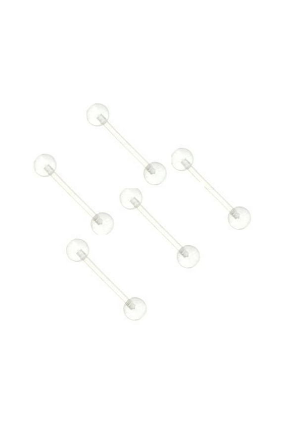 5 PCS 14G UV Clear Flexible Bio Tongue Rings Retainers Nipple 5/8" 16mm Men Women