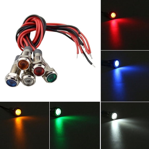 5 pcs 12V-24V 6mm LED Indicator Light Car Boat Dash Dashboard Panel Warning WL