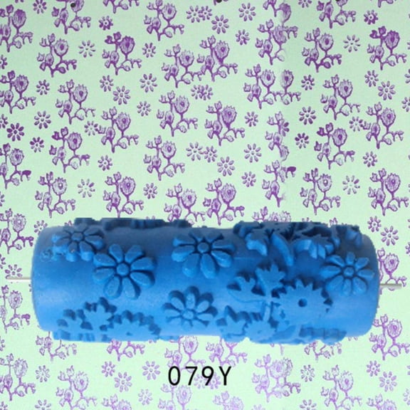 5 pcs 5'' Rubber Embossed Flower Pattern DIY Paint Roller Sleeve Decorative Texture Roller for Wall Painting Machine