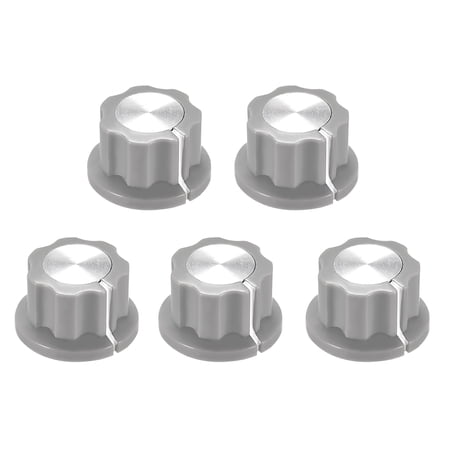 Uxcell 6.4mm Shaft Hole Potentiometer Volume Control Rotary Knobs Effect Pedal Knobs Grey 5 pcs