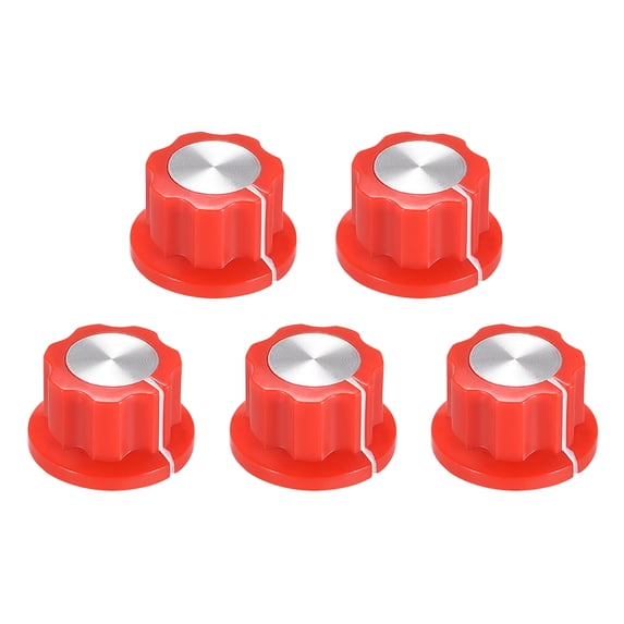 Uxcell 6.4mm Shaft Hole Potentiometer Volume Control Rotary Knobs Effect Pedal Knobs Red 5 pcs