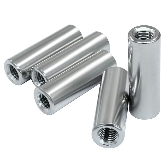 5 pcs 6 coupling nuts, stainless steel tube nuts threaded hardware, connecting rod nuts for supports, camera tripods, lamp stands, 30 height