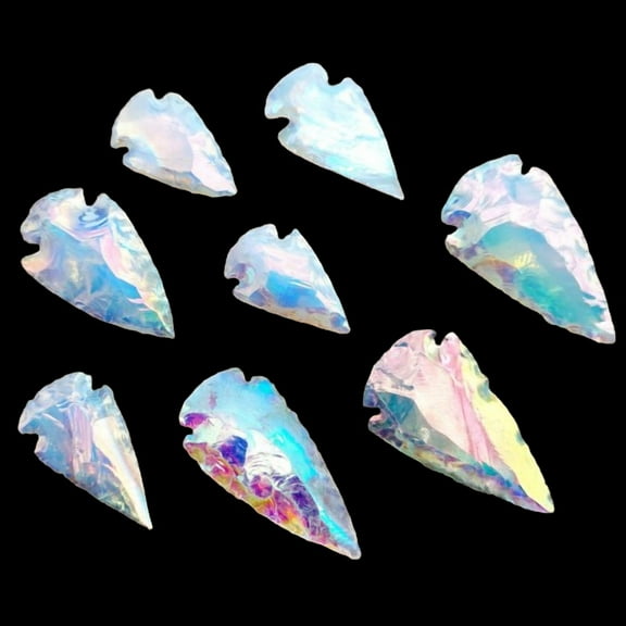 5 pcs Angle Aura Obsidian Arrowhead, Natural Crystal and Healing Stone Flint Rock Arrowhead 1 inch