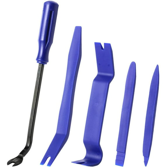 5 pcs Auto Trim Removal Tool Kit, Interior Door Panel Clip Fastener Removal Set for Vehicle Dash Audio Installer, Blue