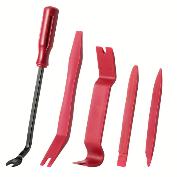 5 pcs Auto Trim Removal Tool Kit, Interior Door Panel Clip Fastener Removal Set for Vehicle Dash Radio Audio Installer (Red)