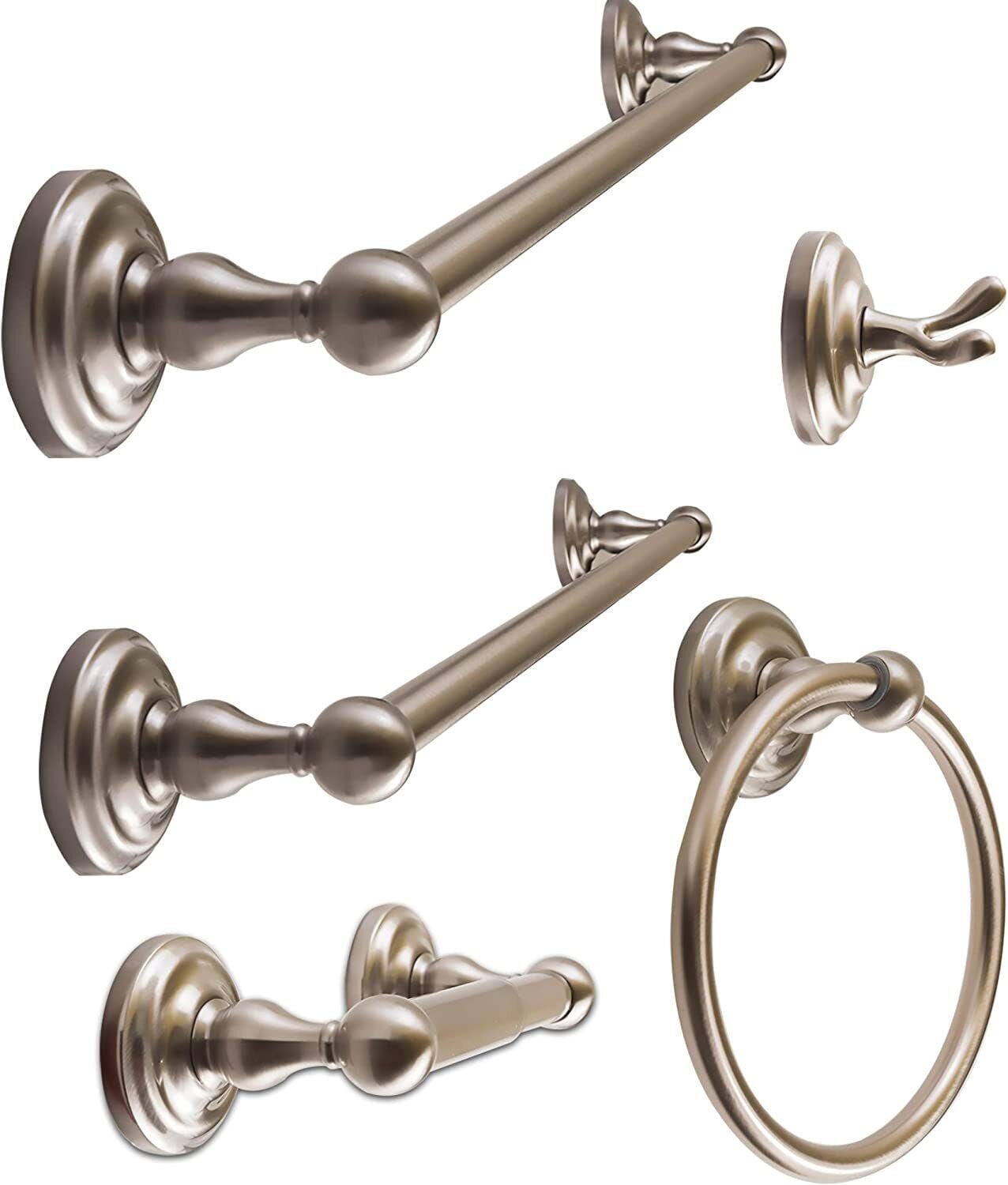 Satin Nickel 5-Piece Bathroom Hardware Set