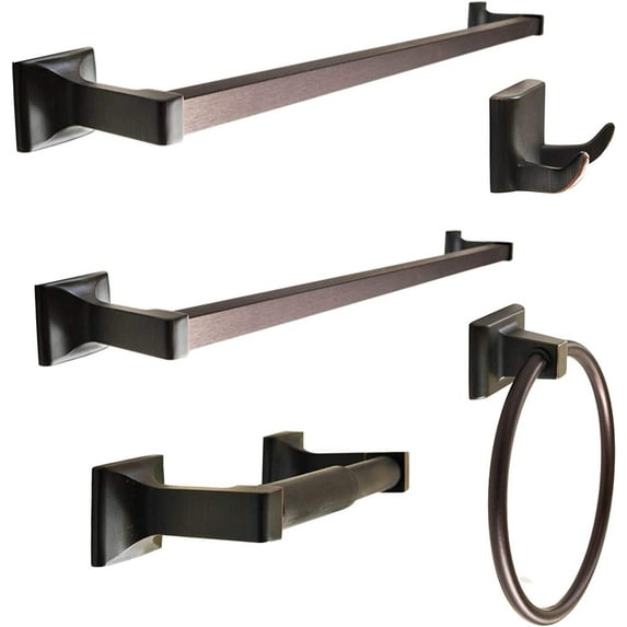 5 pcs Bathroom Hardware Set Heavy Duty Hook Toilet Paper Holder Towel Ring Bar